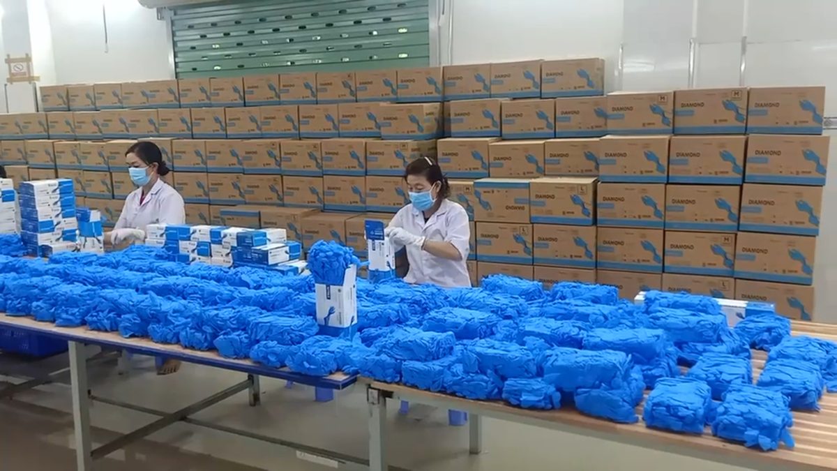 Medical supplies being packed and prepared for distribution
